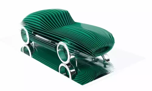 jaguar type e – streamline verte - socle marbre - ANTOINE DUFILHO