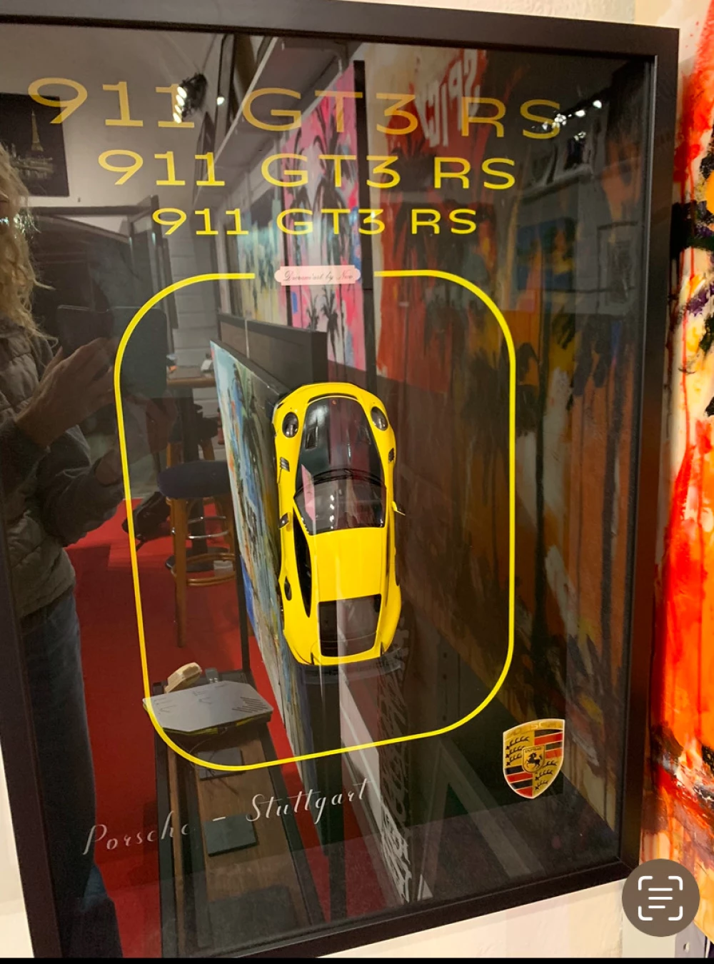 œuvre porsche gt3 rs jaune de l'artiste DIORAM’ART